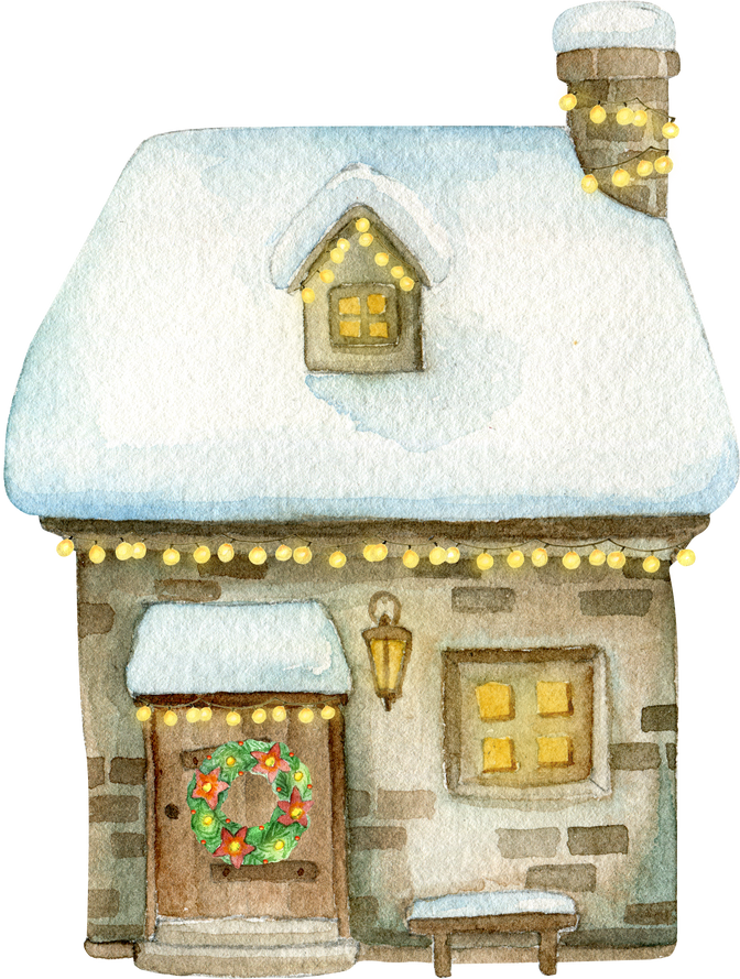 Christmas watercolor house